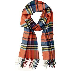 Men and Women Orange Tartan Plaid Winter Scarf Cashmer Super Soft Plum Feathers